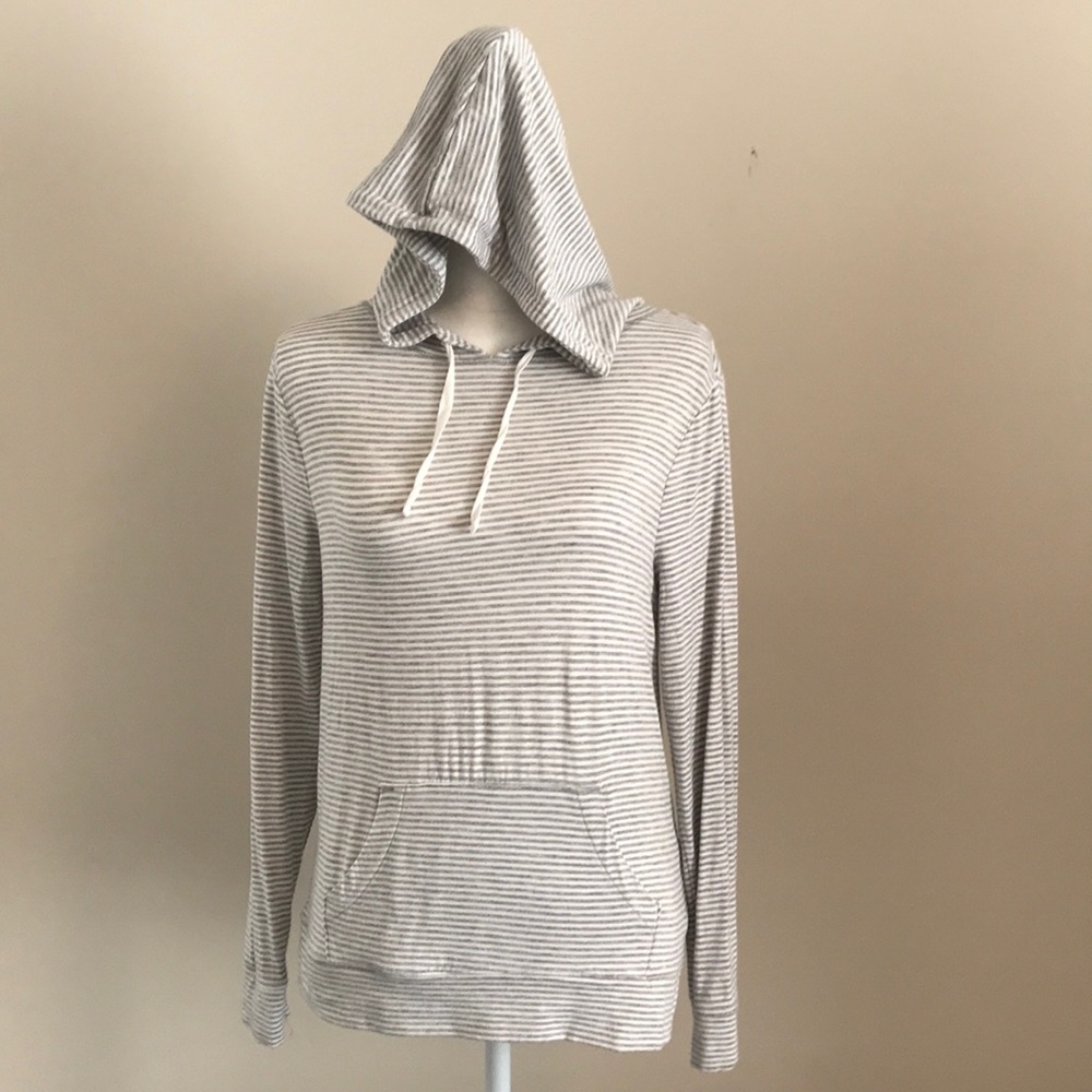 OLD NAVY Gray & White striped hoody/long sleeve